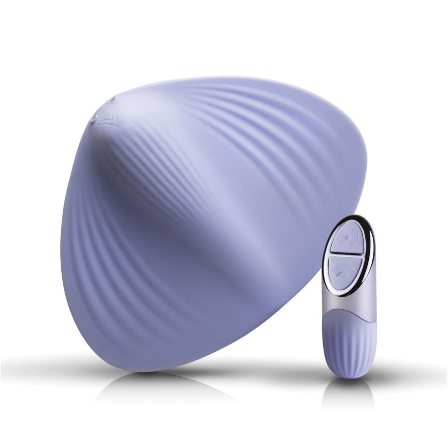 Purple intimate massager NIYA 5 with remote control on a white background