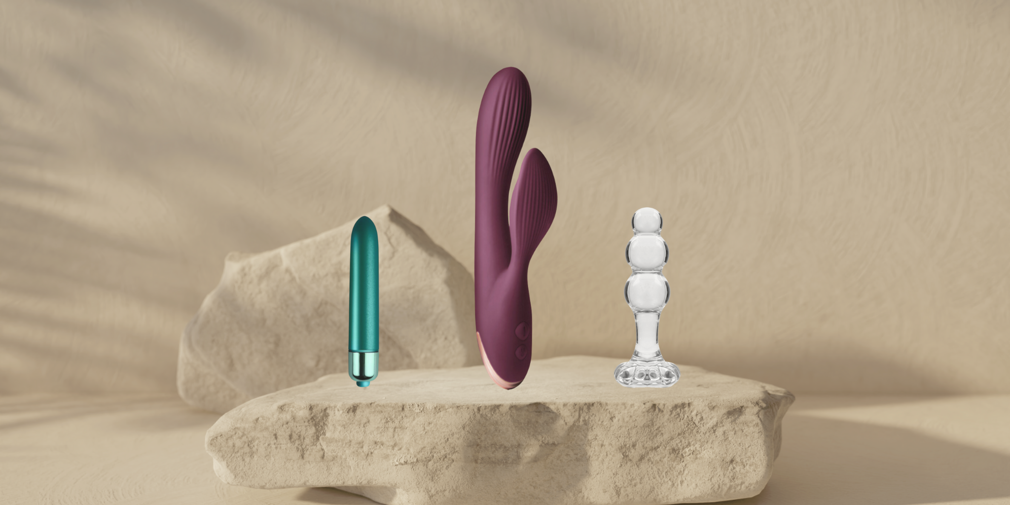 Sex toys on a stone prop